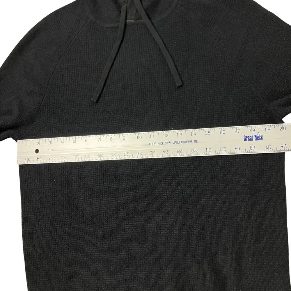 J.Crew Hoodie Mens M Black Cashmere Waffle Knit Pullover Luxury Sweater CB523